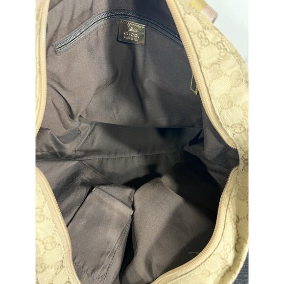 Gucci GG Monogram Canvas Large Web Handle Bucket Tote Pink Gold 131231 204991 - Picture 13 of 16